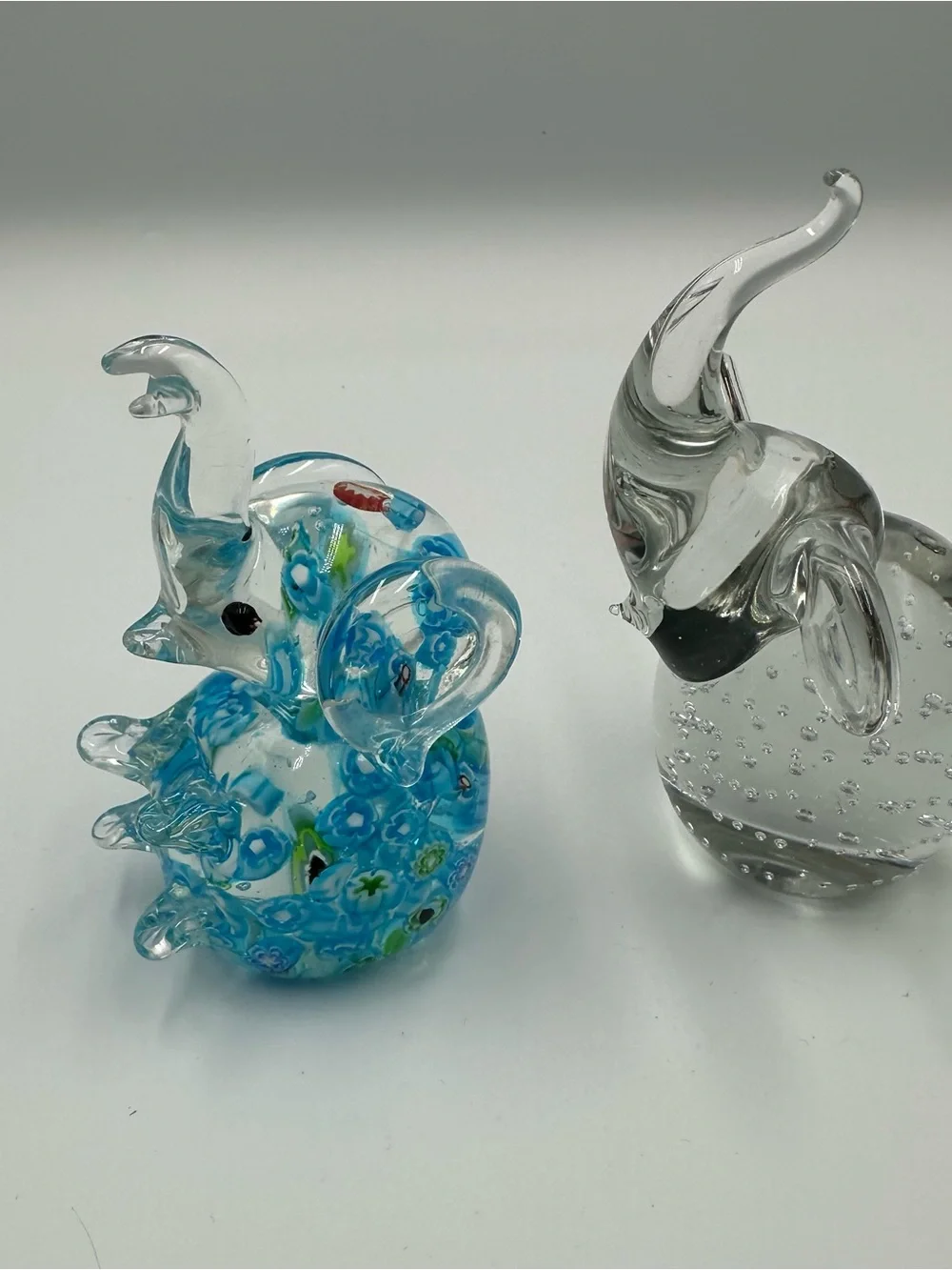 Blue Millefiori Glass Elephant Figurine - Decorative Home Accent